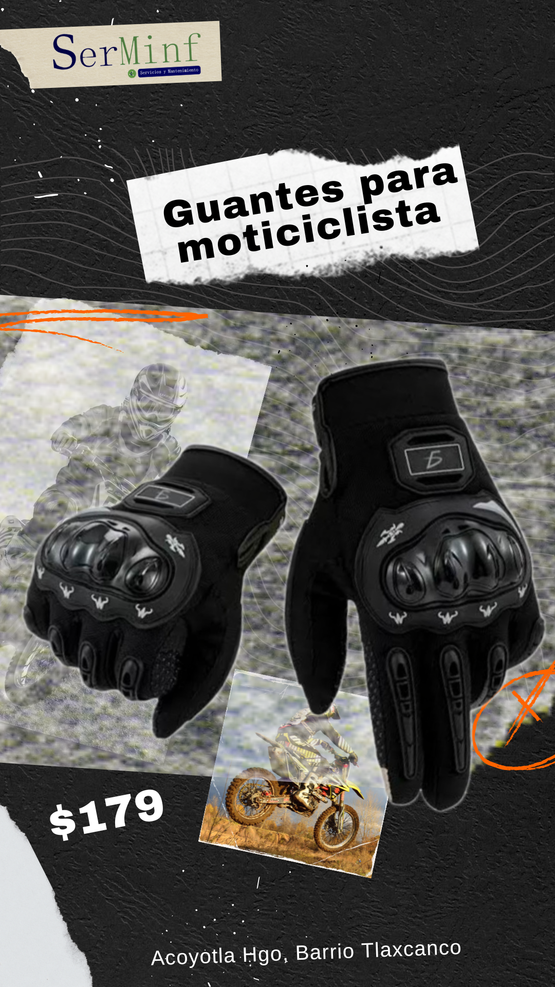Guantes para motociclista (marca 