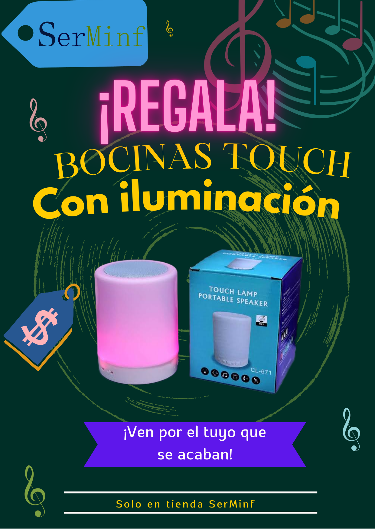 Bocina touch con iluminación 