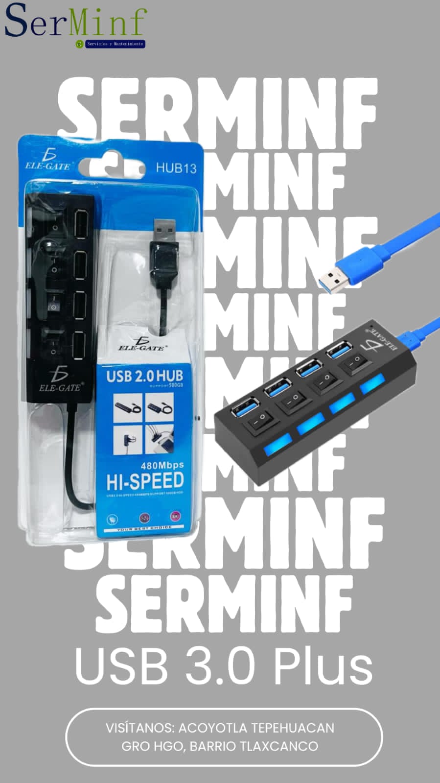 Cable USB 4 puertos 2.0 hub