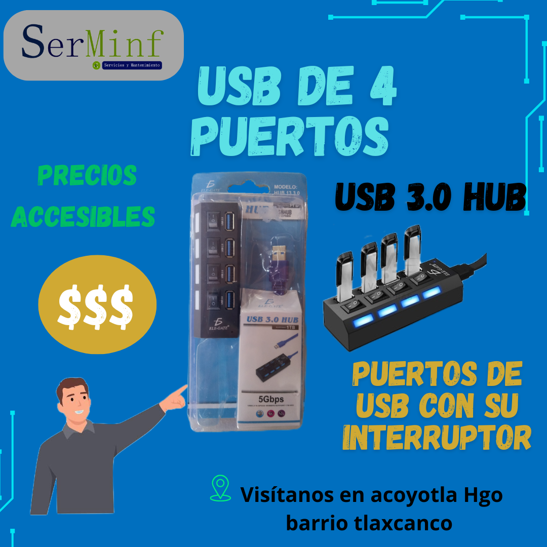 Cable USB de 4 puertos 