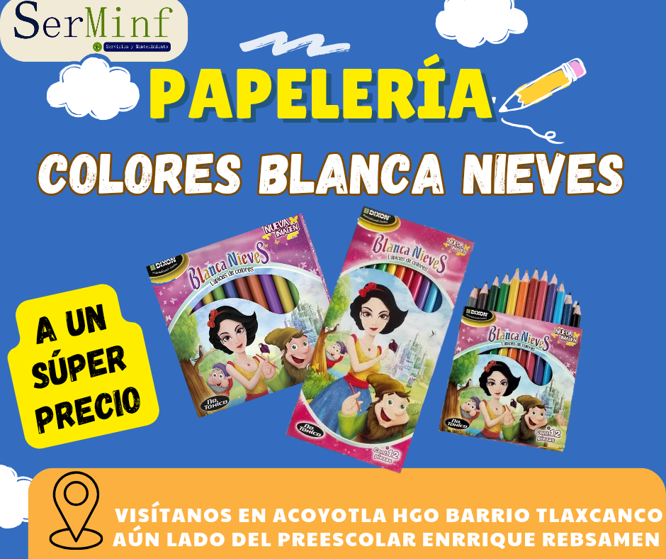 Colores Blanca Nieves (chicos)12 piezas 
